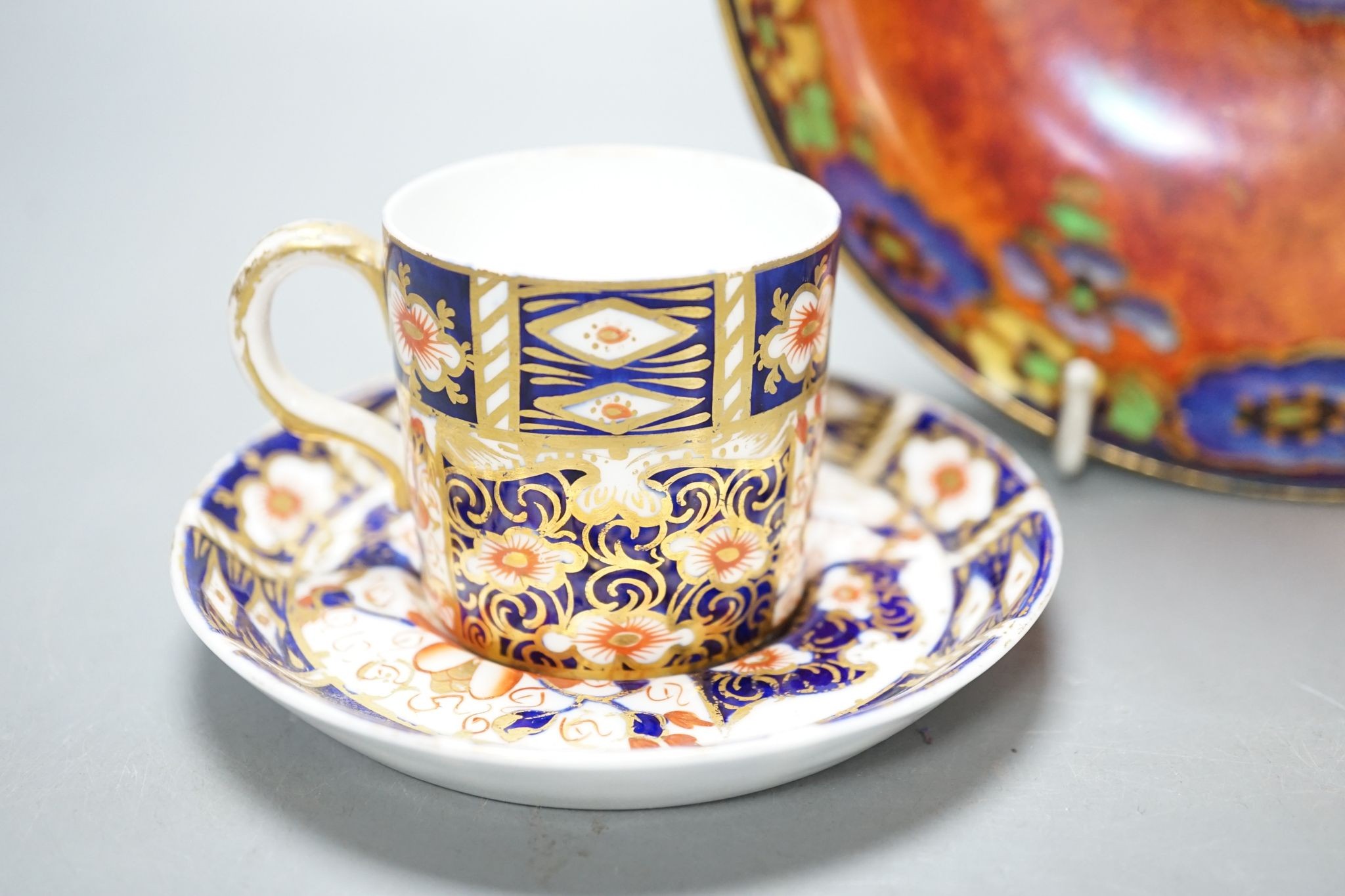 A Royal Crown Derby Imari pattern 2451 coffee can and saucer and a Regal ware lustre bowl 18.5cm